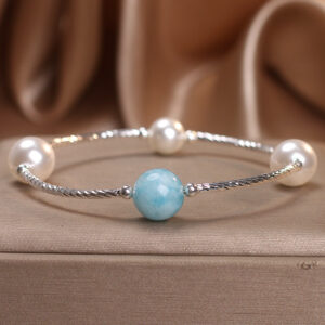 Niche Design Sea-pattern Stone Cherry Blossom Beads Bracelet