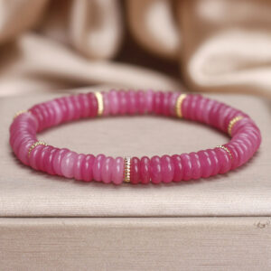 Natural Rubellite Plate Beads Bracelet