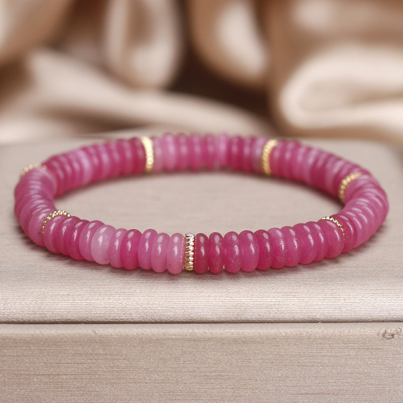 Natural Rubellite Plate Beads Bracelet