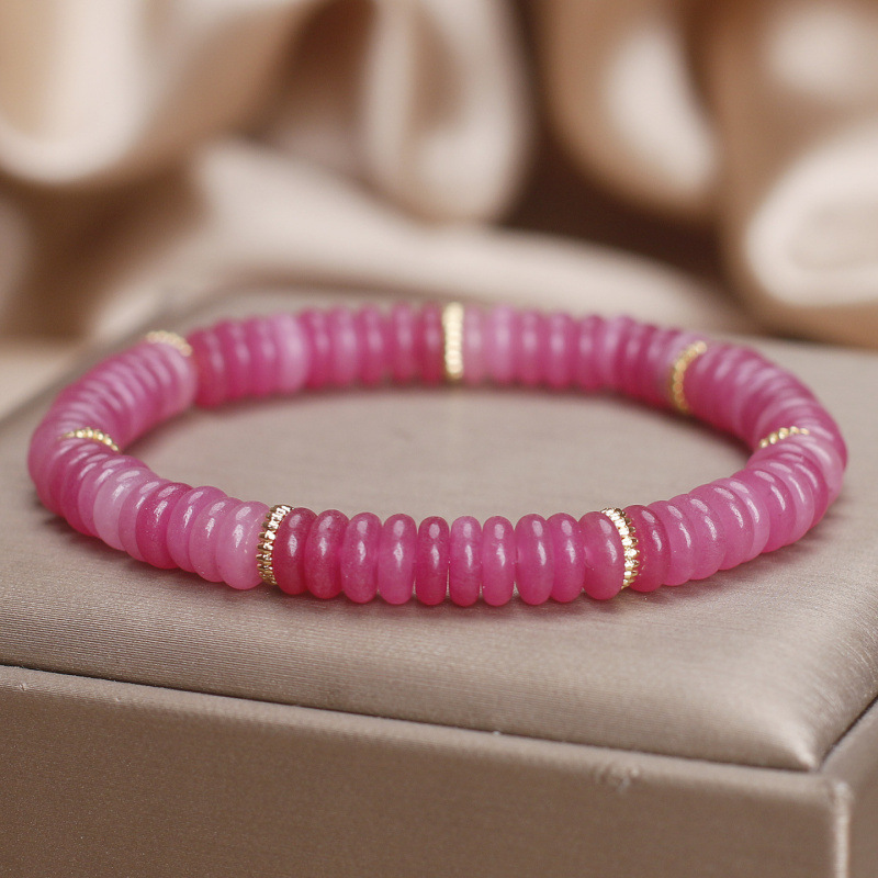 Natural Rubellite Plate Beads Bracelet - Image 3