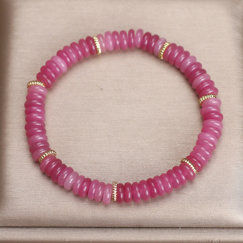 Natural Rubellite Plate Beads Bracelet - Image 4