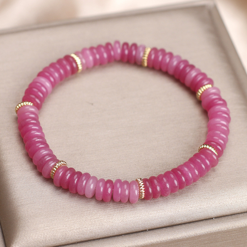 Natural Rubellite Plate Beads Bracelet - Image 5