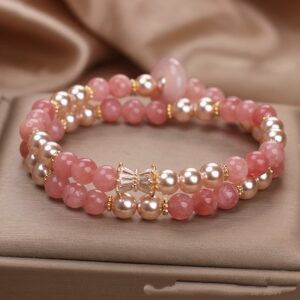 Attracting Male Natural Strawberry Quartz Pearl Bracelet For Women