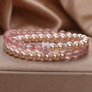 Attracting Male Natural Strawberry Quartz Pearl Bracelet For Women Sweet