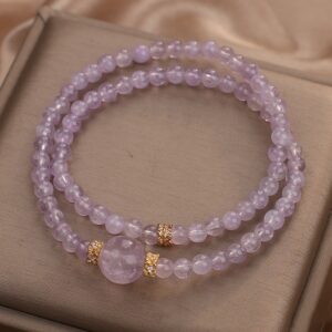 Natural Amethyst Double Ring Bracelet Entry Lux Elegant
