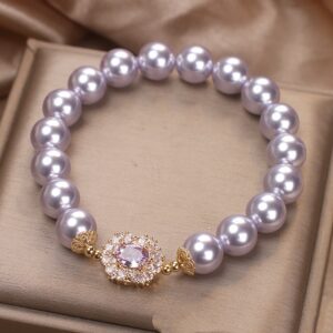 Dreamy Purple Zircon Pearl Bracelet