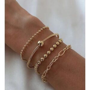 Sport Layered Bracelet Set Adjustable Four Piece Stackable Casual Street Style Fashion Jewelry Gift For Her
