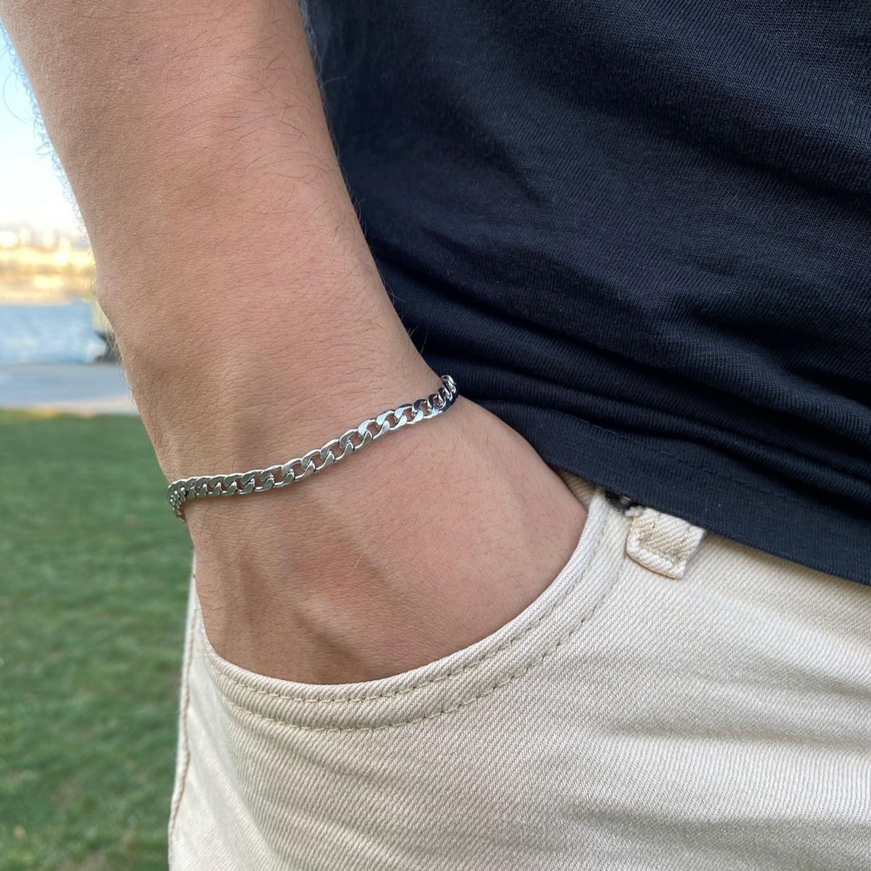 New Men's Cuban Chain Bracelet Set - Image 3