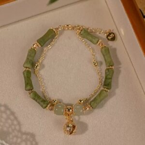 Women's Bell Natural Hetian Jade Bamboo Bracelet