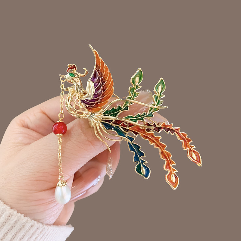 Phoenix Brooch Temperamental Tassels High Sense Ancient Style Han Chinese Clothing Cheongsam Accessories - Image 4