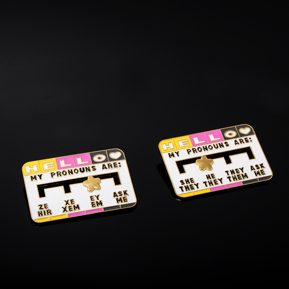 New Product My Social Pronoun Sliding Selection Cartoon Brooch Metal Keychains Pendant - Image 3