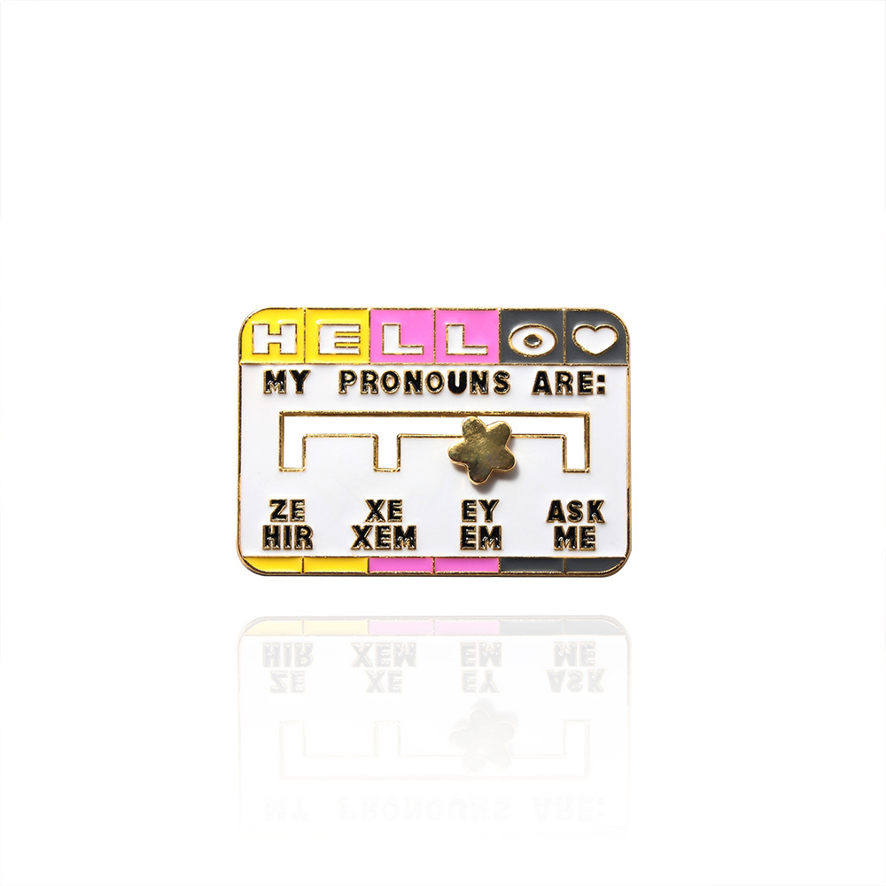 New Product My Social Pronoun Sliding Selection Cartoon Brooch Metal Keychains Pendant - Image 6