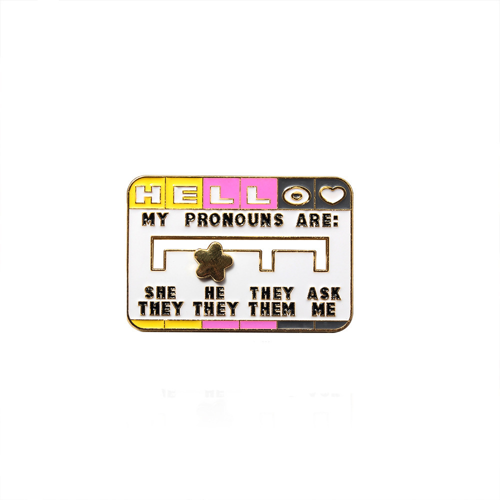 New Product My Social Pronoun Sliding Selection Cartoon Brooch Metal Keychains Pendant - Image 7