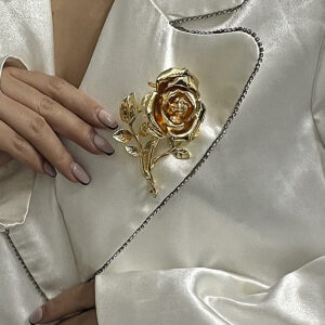 Retro Metal Three-dimensional Rose Flower Accessories Coat Suit Brooch