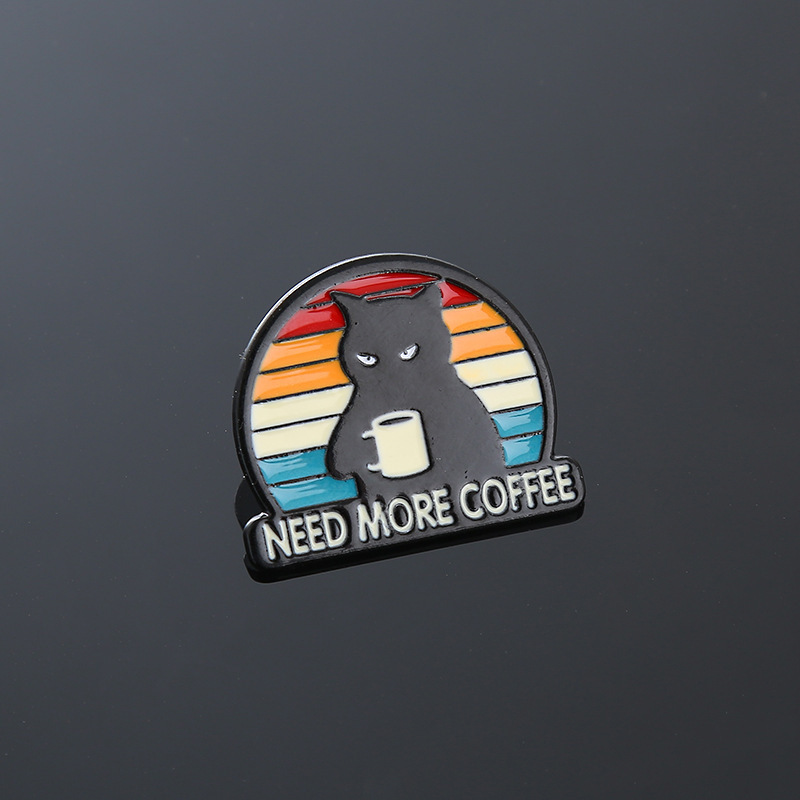 Black Cat Alloy Brooch You Want More Coffee - Image 4