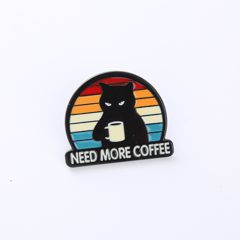 Black Cat Alloy Brooch You Want More Coffee - Image 5