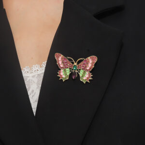 Broken Butterfly Vintage Dripping Enamel Colorful Crystals Butterfly Brooch