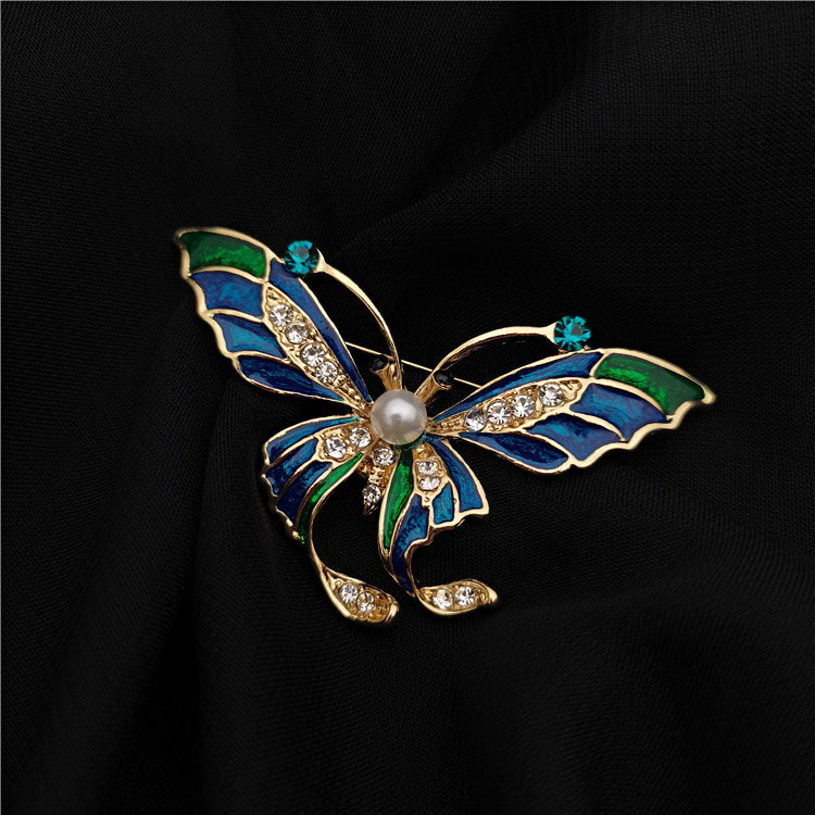 Retro Court Mid-ancient Style Western Enamel Butterfly Brooch