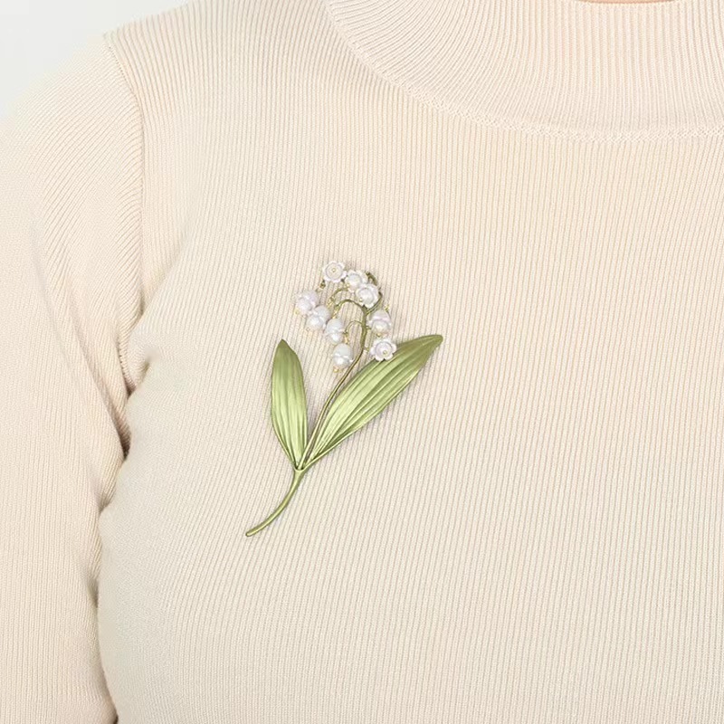 European And American Temperament Lily Brooch Female Valley Lily Green - Image 3