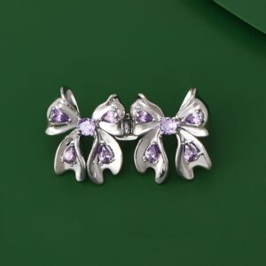 Purple Crystal Bow Waist Brooch Dual-use Belt Buckle