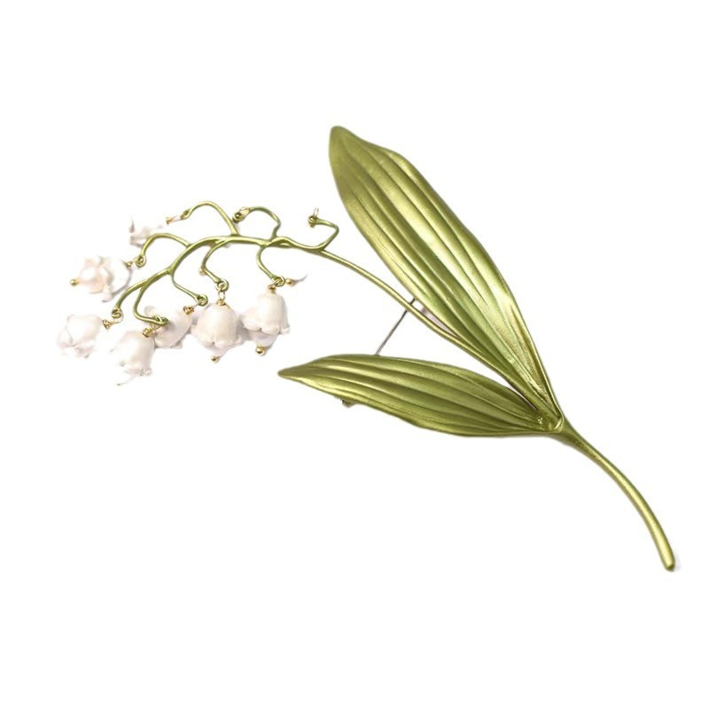 European And American Temperament Lily Brooch Female Valley Lily Green - Image 5
