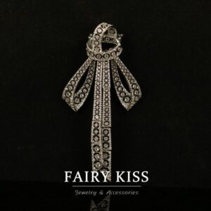 Exquisite And Versatile Heavy Industry Bow Inlaid Diamond Copper Wax Brooch