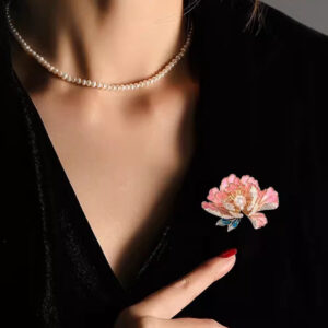High-end Women's Exquisite Chinese-style Pearl Ornament Peony Brooch