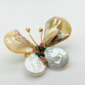 Handwoven Epoxy Shell Butterfly Brooch