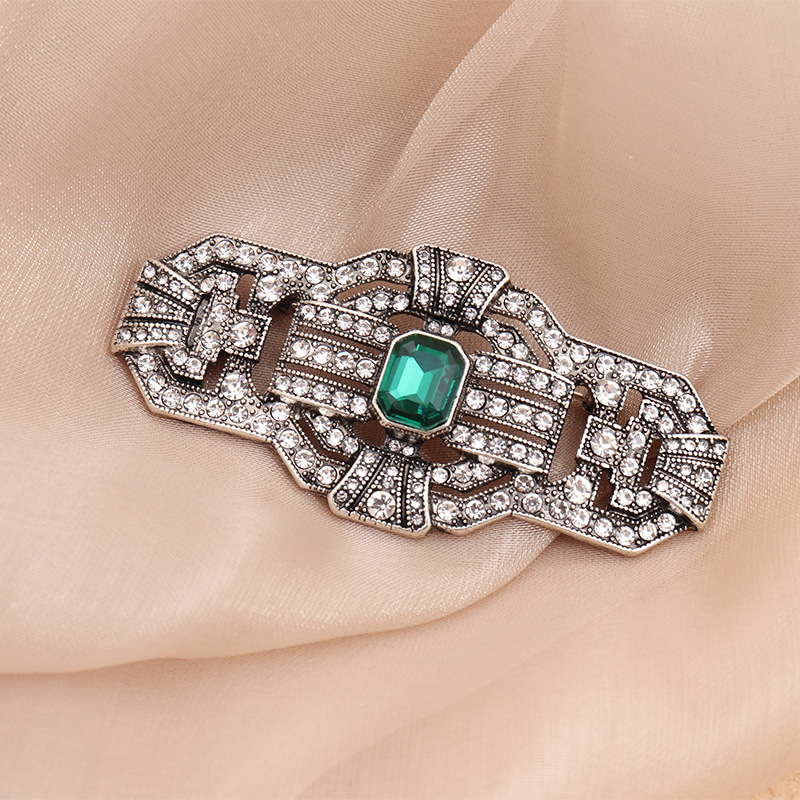 Vintage Silver Diamond Brooch Silver Bright Diamond Classical Jewelry - Image 2