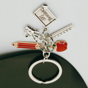 Red Pencil Palette Ruler Pen Holder Key Chain