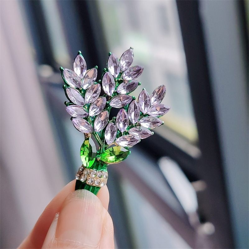 Purple Lavender Brooch Women's Diamond-Studded Bouquet Corsage Accessory Pin