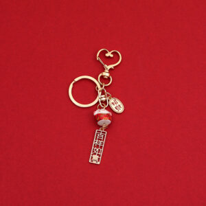 Cute Cartoon Ceramic Lucky Cat Keychain Ring Chain Creative Gift