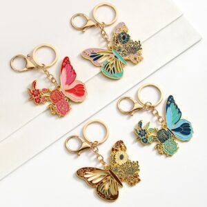 Creative Personality Brass Ancient Style Hollow Flower Butterfly Keychain Pendant