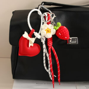 Handmade Leather Love Heart Bow Tie Bag Hanging High-grade
