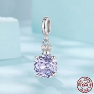 Purple Perfume Bottle Diy Pendant Parts Fashion S925 Sterling Silver Beads