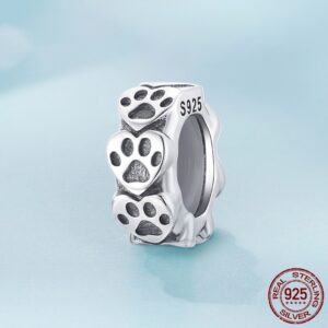 Positioning Spacer Beads Simple Cat Paw Print S925 Sterling Silver Bracelet Beads