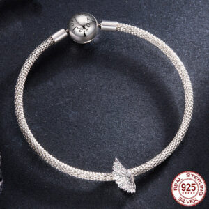 S925 Sterling Silver Guard Wings Bead Accessories Inlaid Zircon Wings