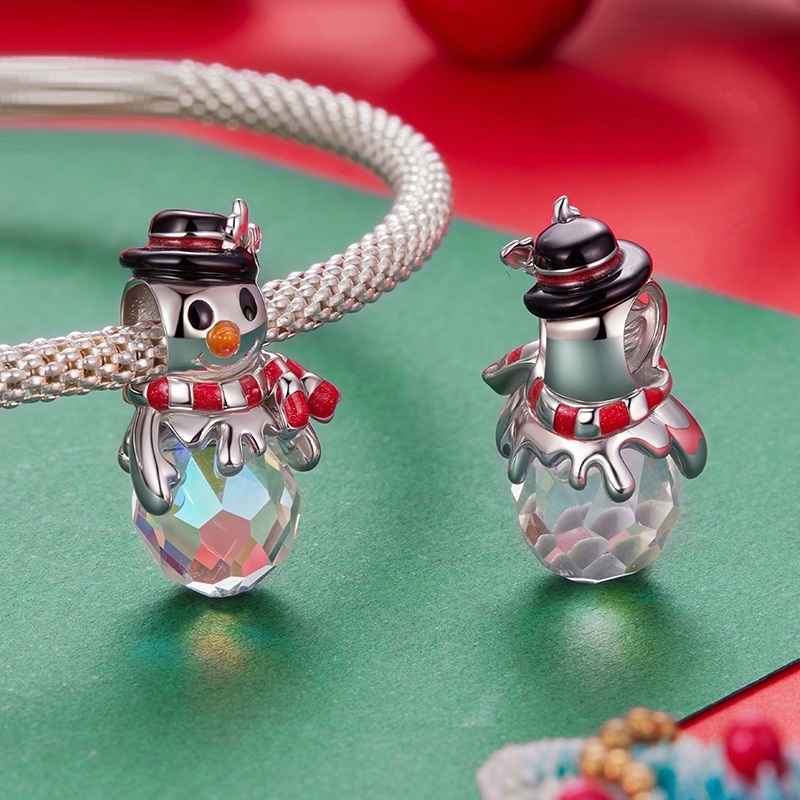 Original Christmas Snowman S925 Sterling Silver Beads Winter Christmas Atmosphere DIY Bead Ornament Accessories - Image 3