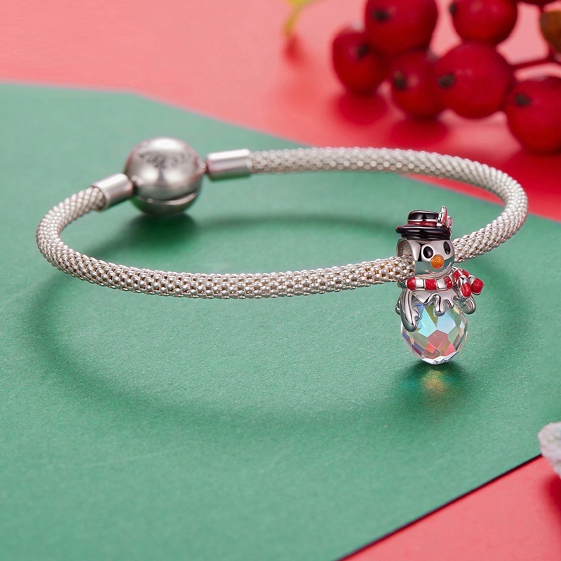 Original Christmas Snowman S925 Sterling Silver Beads Winter Christmas Atmosphere DIY Bead Ornament Accessories - Image 4
