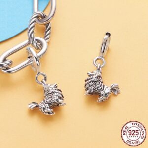 Original S925 Sterling Silver Pomeranian Pendant Closure Buckle