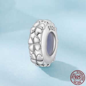 Four-Leaf Clover Silicone Positioning Bracelet Spacer S925 Sterling Silver Beads
