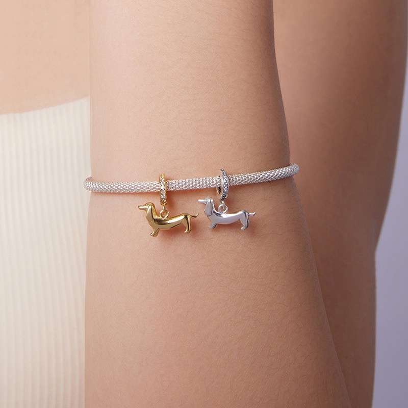 Sausage Dog S925 Sterling Silver Pendant Parts Diy Bracelet String Beads - Image 2