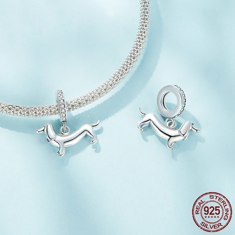 Sausage Dog S925 Sterling Silver Pendant Parts Diy Bracelet String Beads - Image 3
