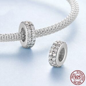 Double-layer Zircon Bracelet Spacer Beads S925 Sterling Silver Beads