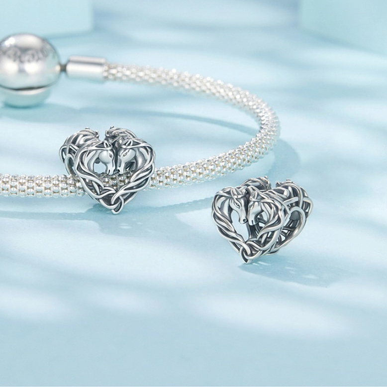 Original Double Horse Celtic Knot Beads Scattered Beads Vintage Animal