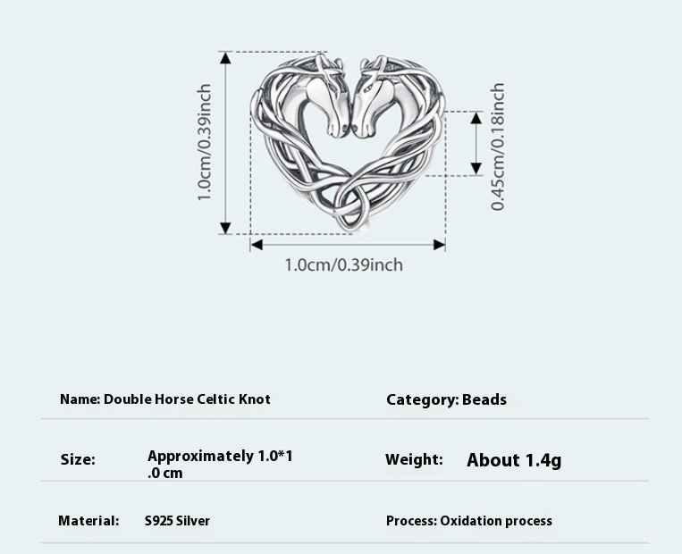 Original Double Horse Celtic Knot Beads Scattered Beads Vintage Animal - Image 2