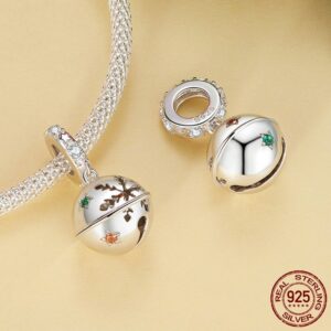 Christmas Bell Diy Pendant Parts S925 Sterling Silver Beads