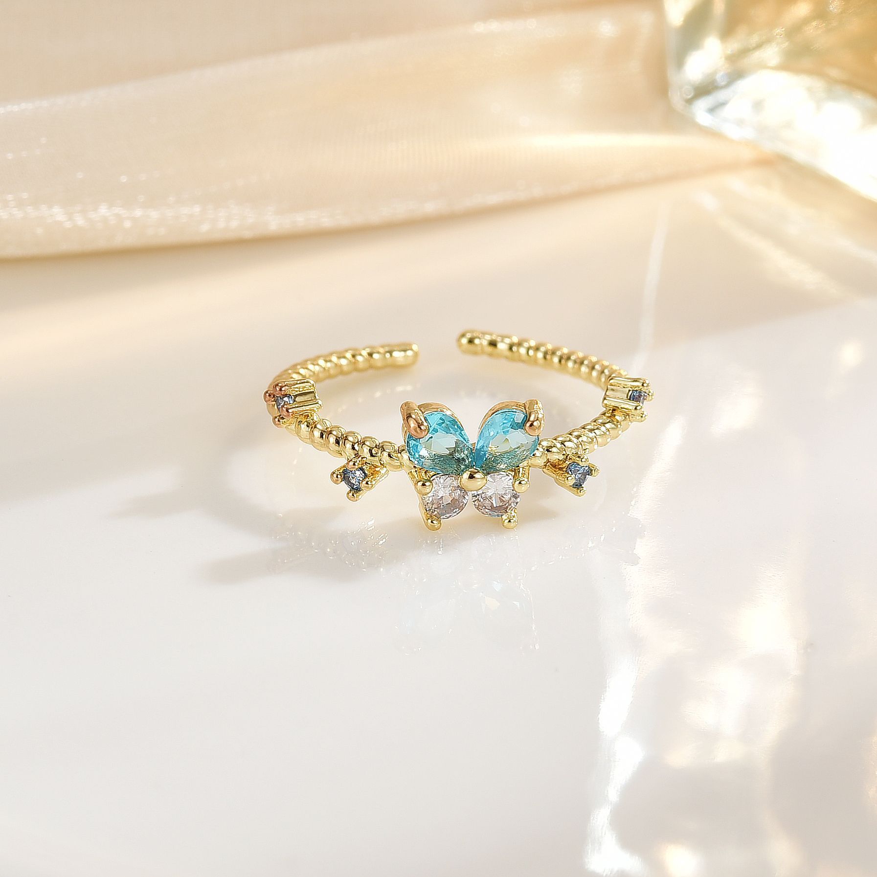 Fashionable All-match French Simplicity Butterfly Adjustable Ring For Women - Image 2