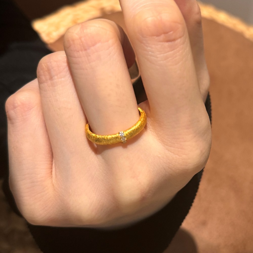 Sterling Silver Ring Women's Fashion Brushed Craft Micro Inlaid Zircon Ring