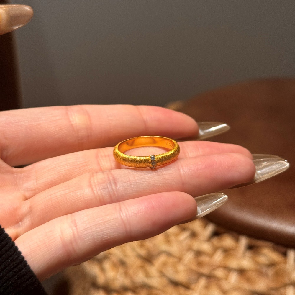 Sterling Silver Ring Women's Fashion Brushed Craft Micro Inlaid Zircon Ring - Image 4